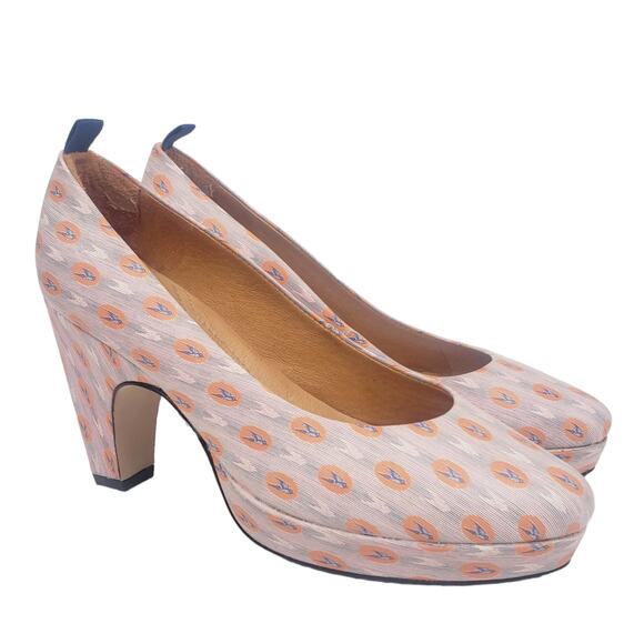 dr. Liza Ankara Pink Comfort Platform Pumps Pink Orange Blue Size 6 - Picture 1 of 9